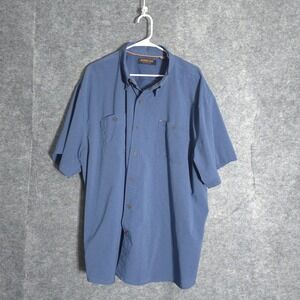 RidgeCut Toughwear Button Up Shirt Men 3XL Blue Textured Short Sleeve CasualWear